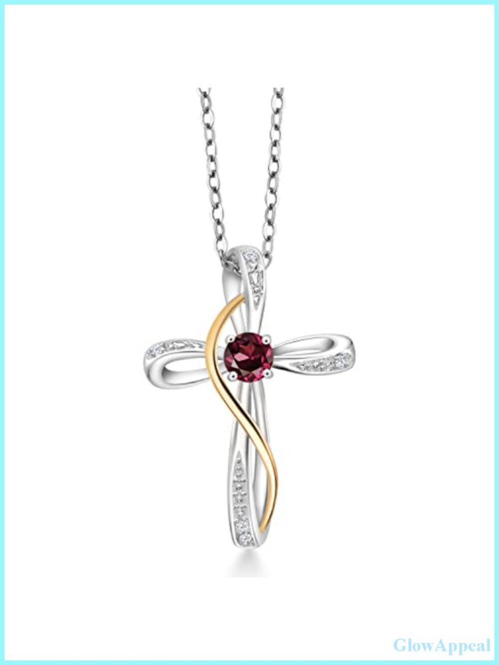 Infinity Cross Pendant Necklace 925 Sterling Silver 10K Yellow Gold Lab Grown